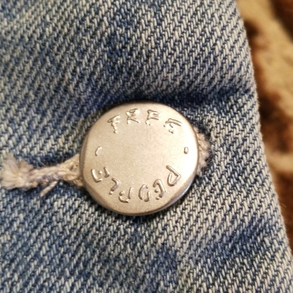 *SOLD*SOLD* Free People Distressed Denim Jumper - Picture 6 of 7